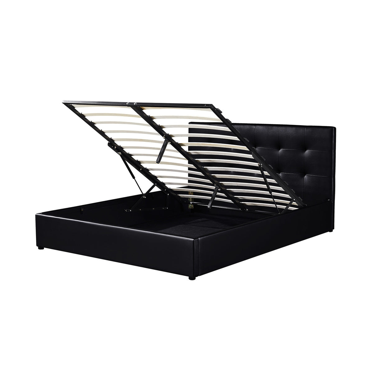 Lit coffre Porto 160x200 avec sommier — PU noir