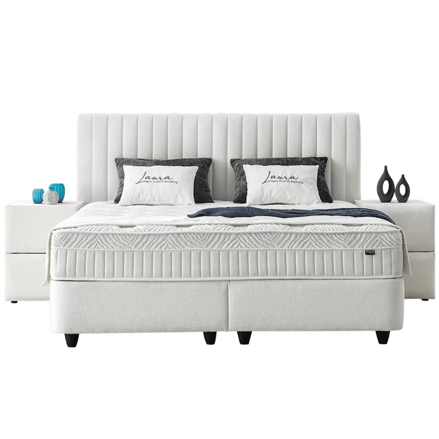 Lit Laura — Boxspring velours à coffre de rangement