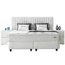 Lit Laura — Boxspring velours à coffre de rangement