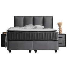 Lit Nora — Boxspring velours à coffres