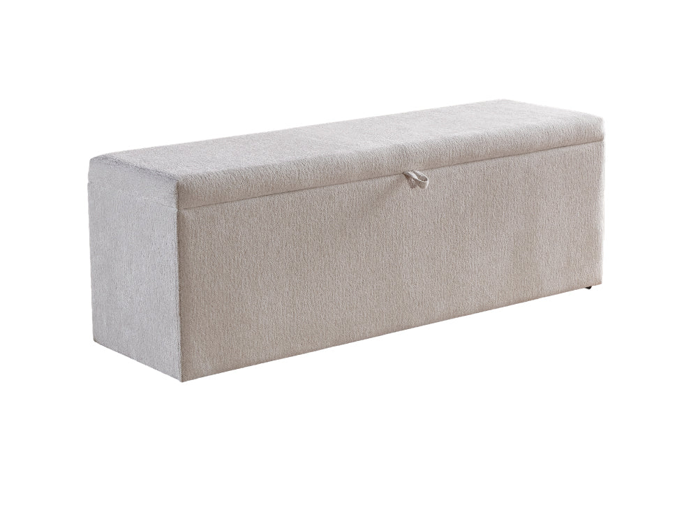 Lit Olimpia — Boxspring bouclé à coffres de rangement