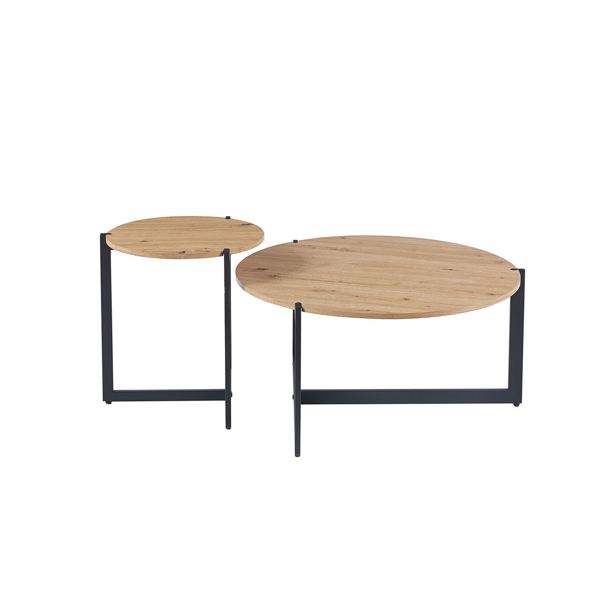 Set de 2 tables basses Pola — Décor chêne vieilli