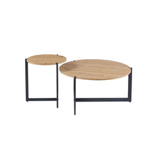 Set de 2 tables basses Pola — Décor chêne vieilli