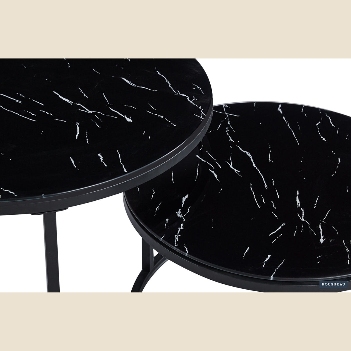 Tables basses gigognes Boston — Verre décor marbre