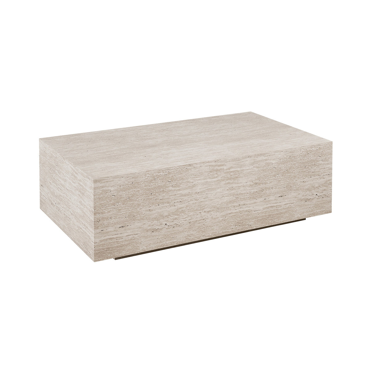 Table basse Jacky — Bloc décor travertin, 120 cm