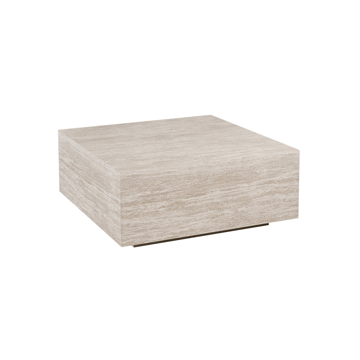 Table basse Jane — Bloc décor travertin, carrée 90 cm