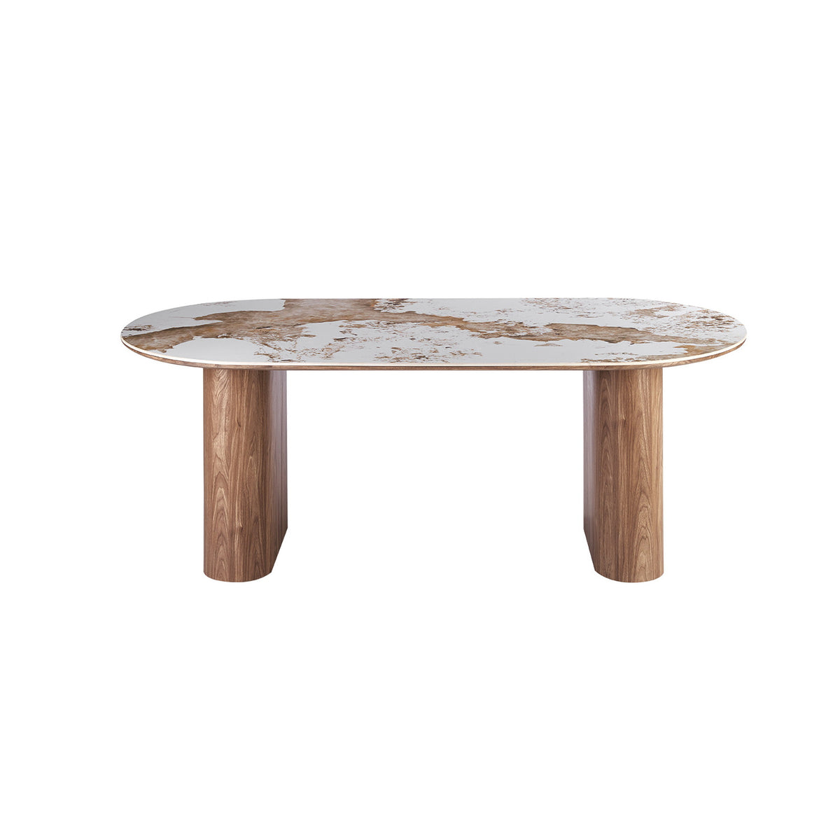 Table Evora — Pierre brillante, pied colonne
