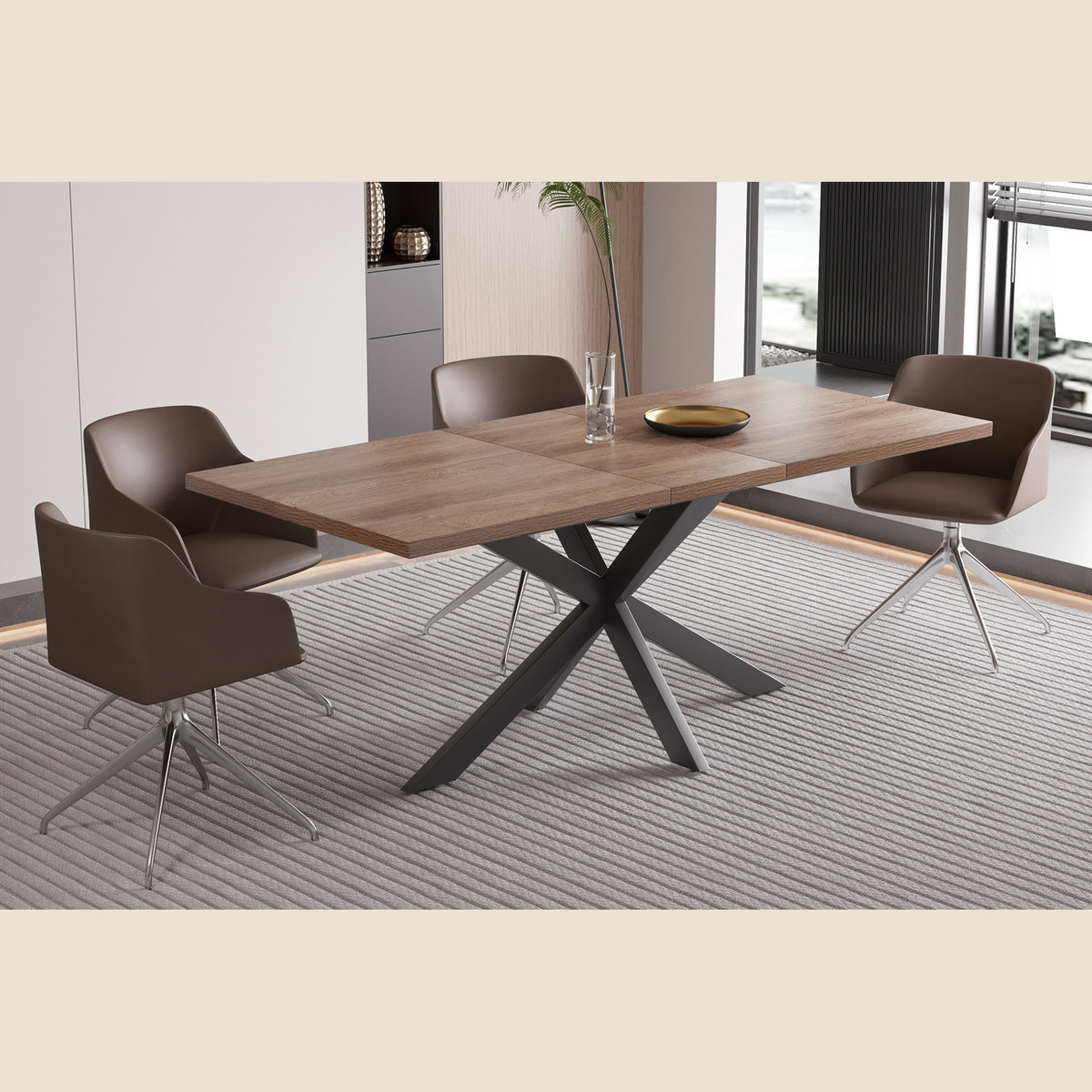 Table extensible Kos — 160-200 cm, décor bois brun