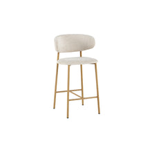 Chaise de comptoir Coco — Tissu chiné, pied naturel ou noyer