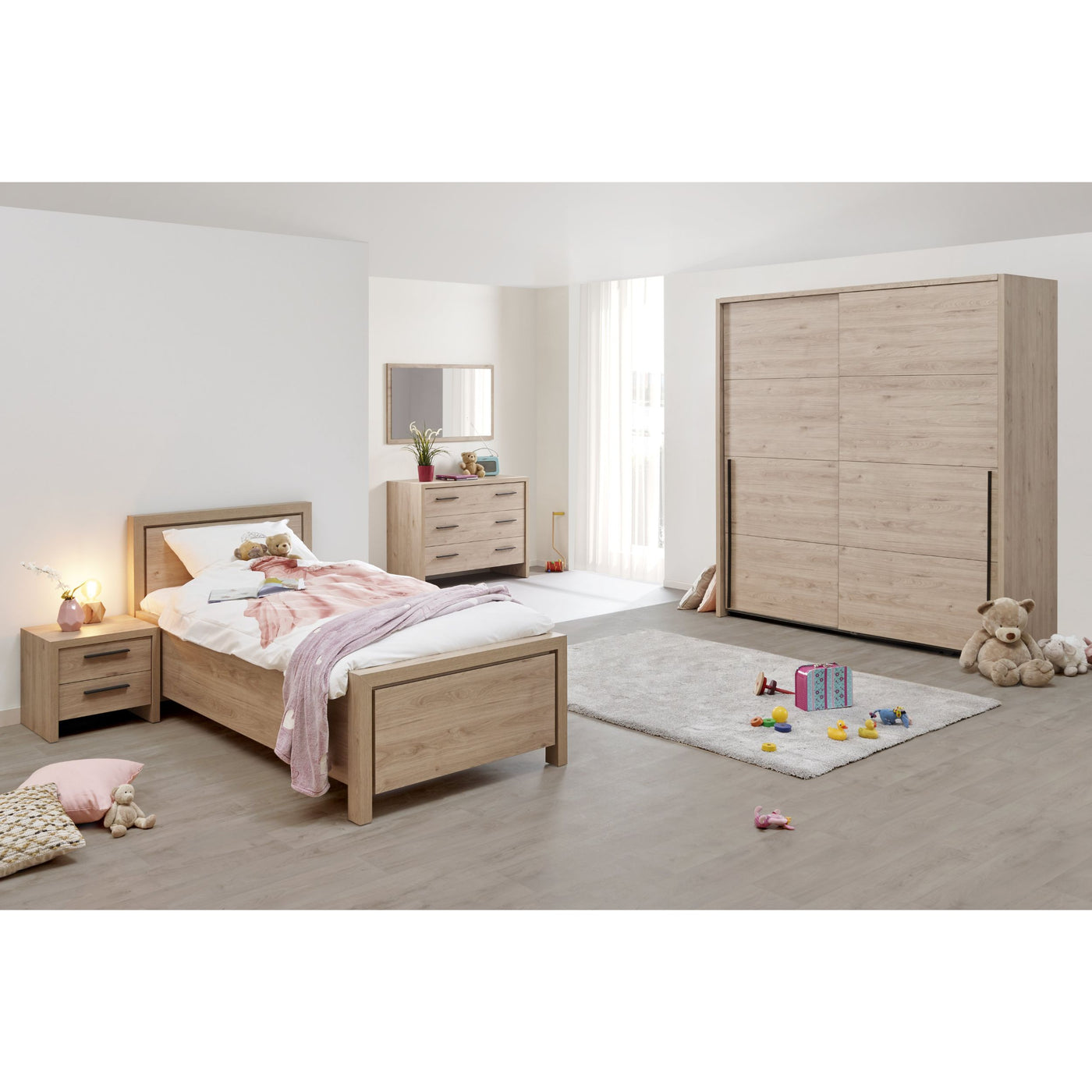 Chambre enfant Viola CASTELLA — variante de composition avec lit, chevet, commode et armoire
