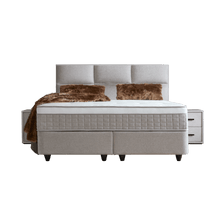 Lit Ayana — Boxspring capitonné à coffres