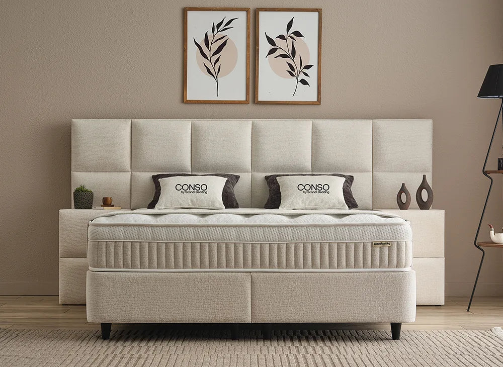 Lit Conso — Boxspring à coffres de rangement