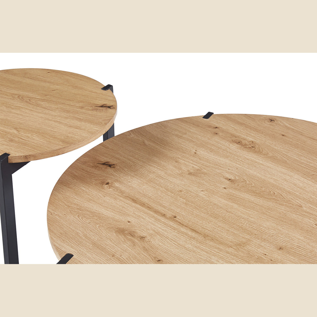 Set de 2 tables basses Pola — Décor chêne vieilli