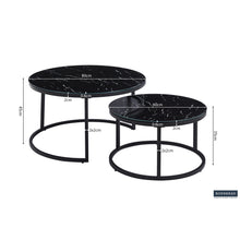 Tables basses gigognes Boston — Verre décor marbre