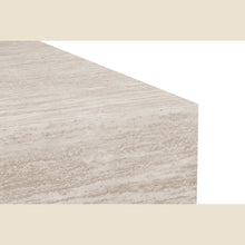 Table basse Jane — Bloc décor travertin, carrée 90 cm