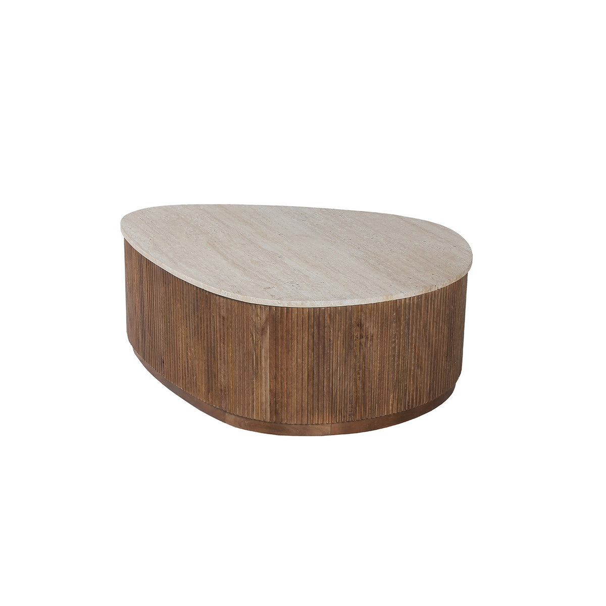 Table basse Nolan — Manguier & travertin