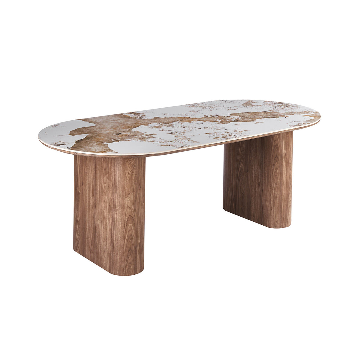 Table Evora — Pierre brillante, pied colonne