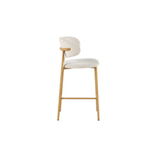 Chaise de comptoir Coco — Tissu chiné, pied naturel ou noyer