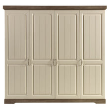 Armoire 4 portes Ivette fermée, façades PORCELAINE crème et corps TRUFFLE