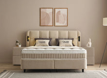 Lit Calma — Boxspring à coffres et tête de lit lumineuse