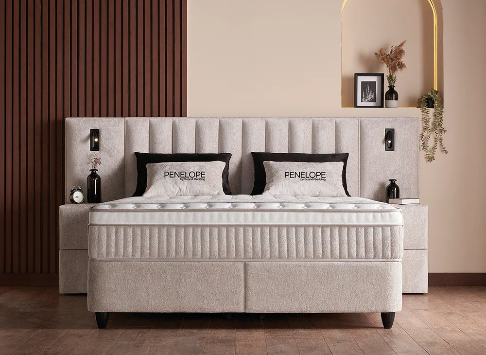 Lit Penelope — Boxspring coffre à liseuses intégrées
