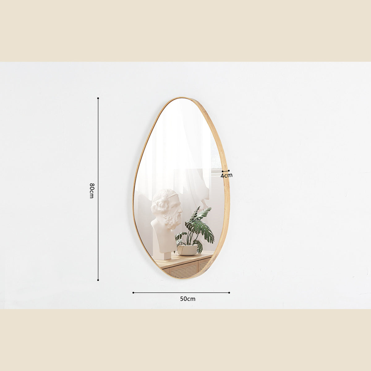 Miroir Romi — Forme galet, chêne vieilli