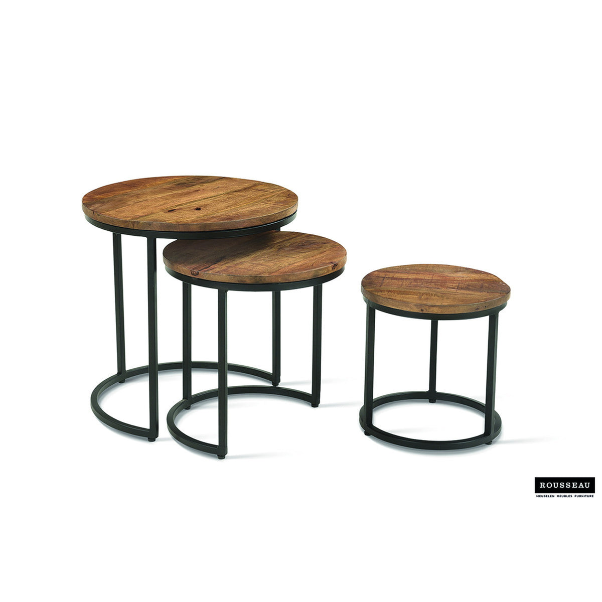 Table d'appoint Plano — Set de 3, bois de manguier