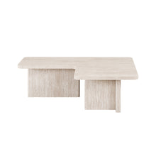 Table basse Arallo 120×120 — Travertin ou chêne
