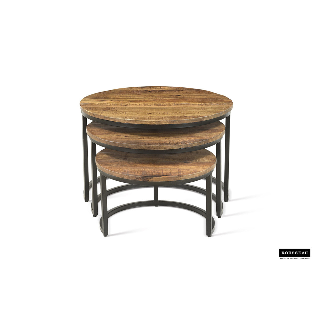 Tables basses Arnod — Set de 3, bois de manguier