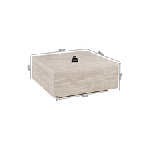 Table basse Jane — Bloc décor travertin, carrée 90 cm