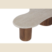 Table basse Marlon — Manguier et travertin, 120 cm