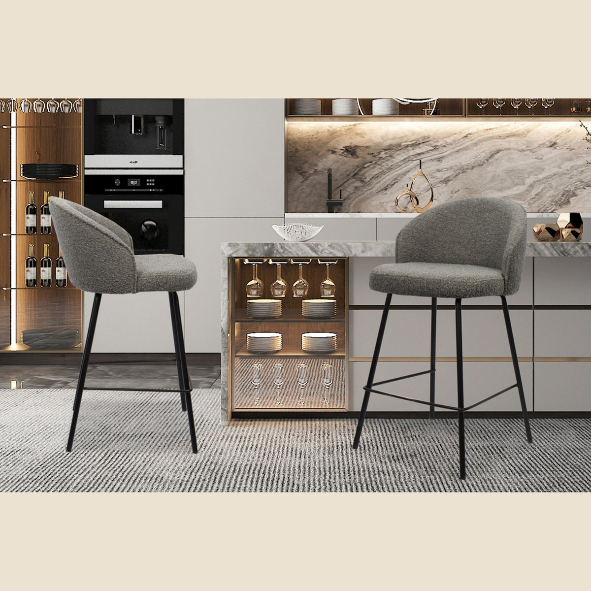 Chaise de comptoir June — Bouclé