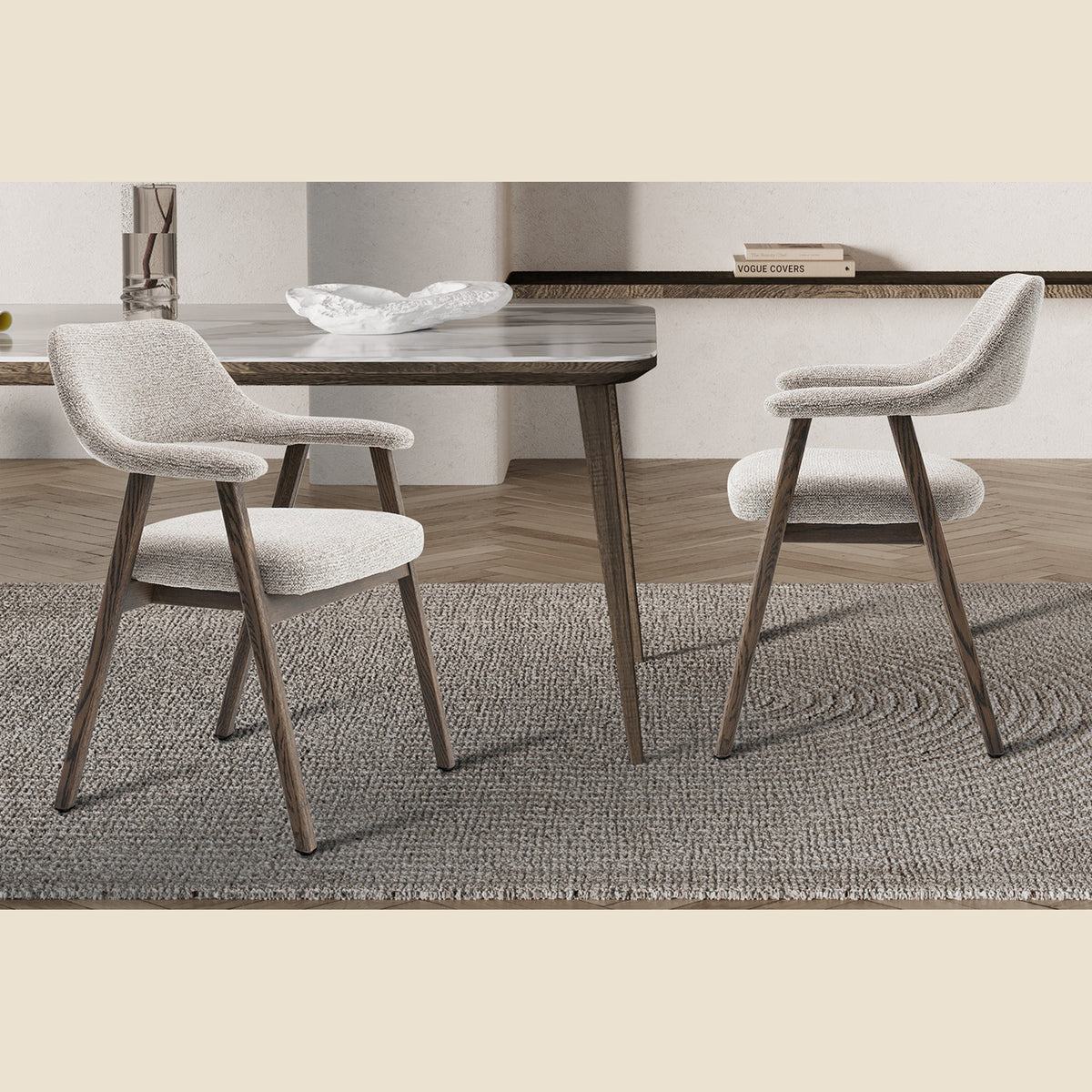 Chaise Coralie — Chêne massif et tissu