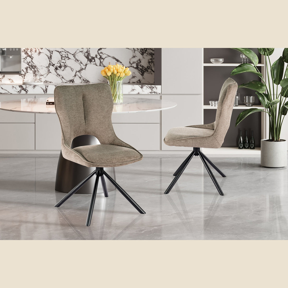 Chaise Mori — Tissu, pivotante