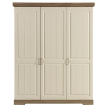 Armoire 3 portes battantes Ivette, façades PORCELAINE et dessus TRUFFLE