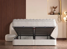 Lit Brooklyn — Boxspring bouclé à coffres de rangement