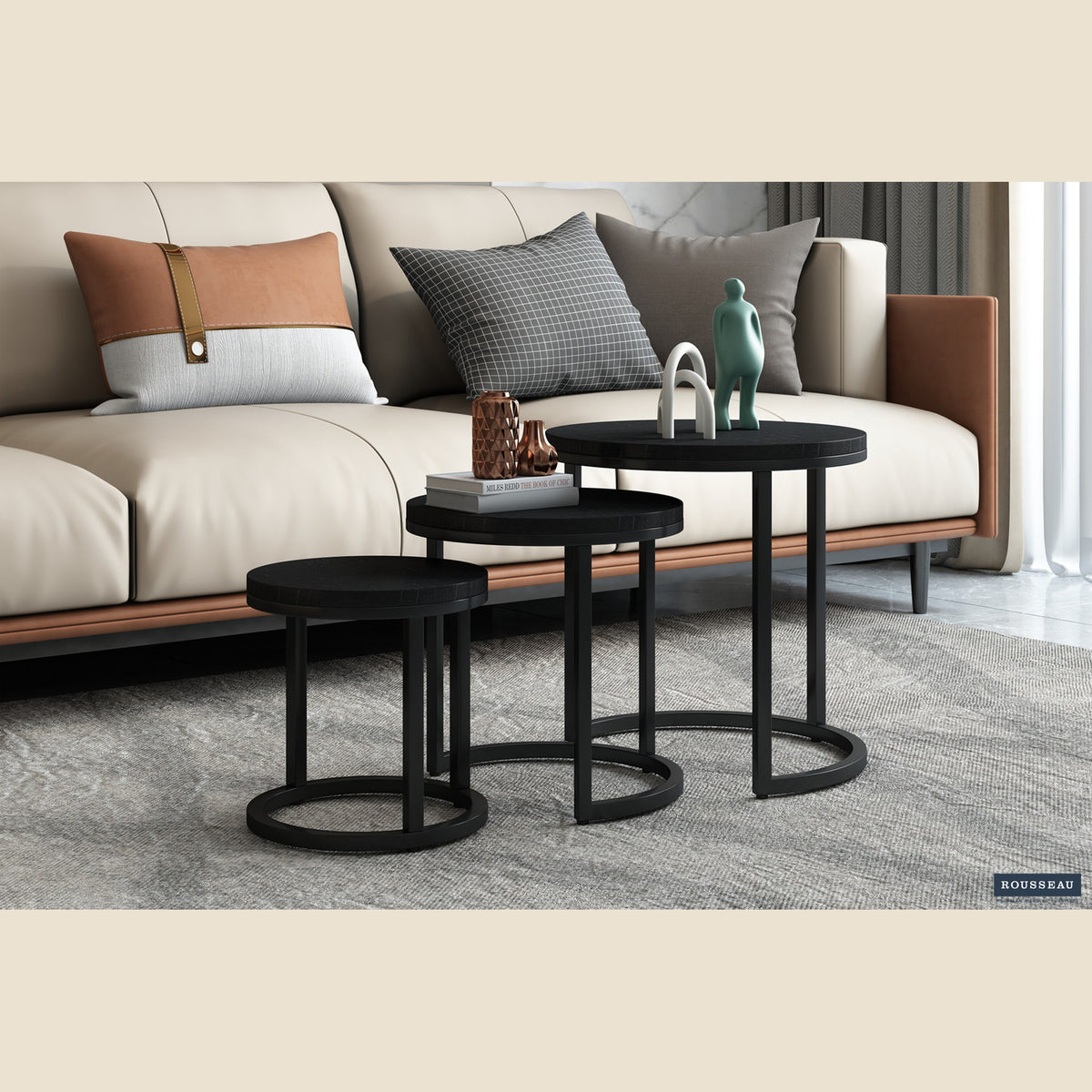 Table d'appoint Plano — Set de 3, bois de manguier
