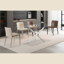 Table Lasi — Verre trempé, pieds chromés