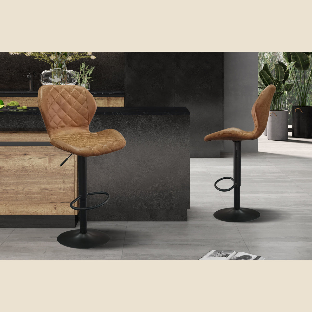 Tabouret de bar Malaga — PU capitonné