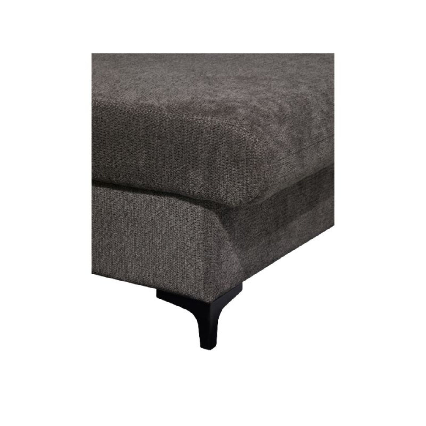 Détail tissu ARAGON anthracite et pied métal noir du canapé Macon 