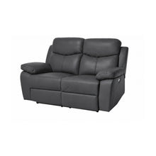 Canapé Victoria 2 places demi-cuir Anthracite, fond blanc, mécanisme relax fermé, accoudoirs capitonnés 