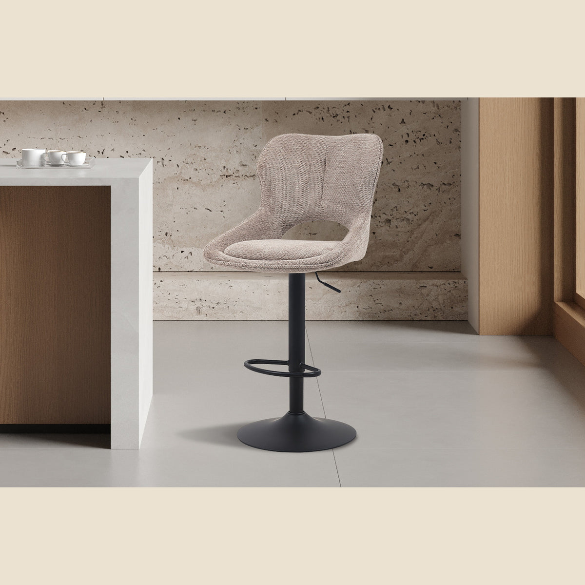 Chaise de bar Mori — Tissu, hauteur réglable