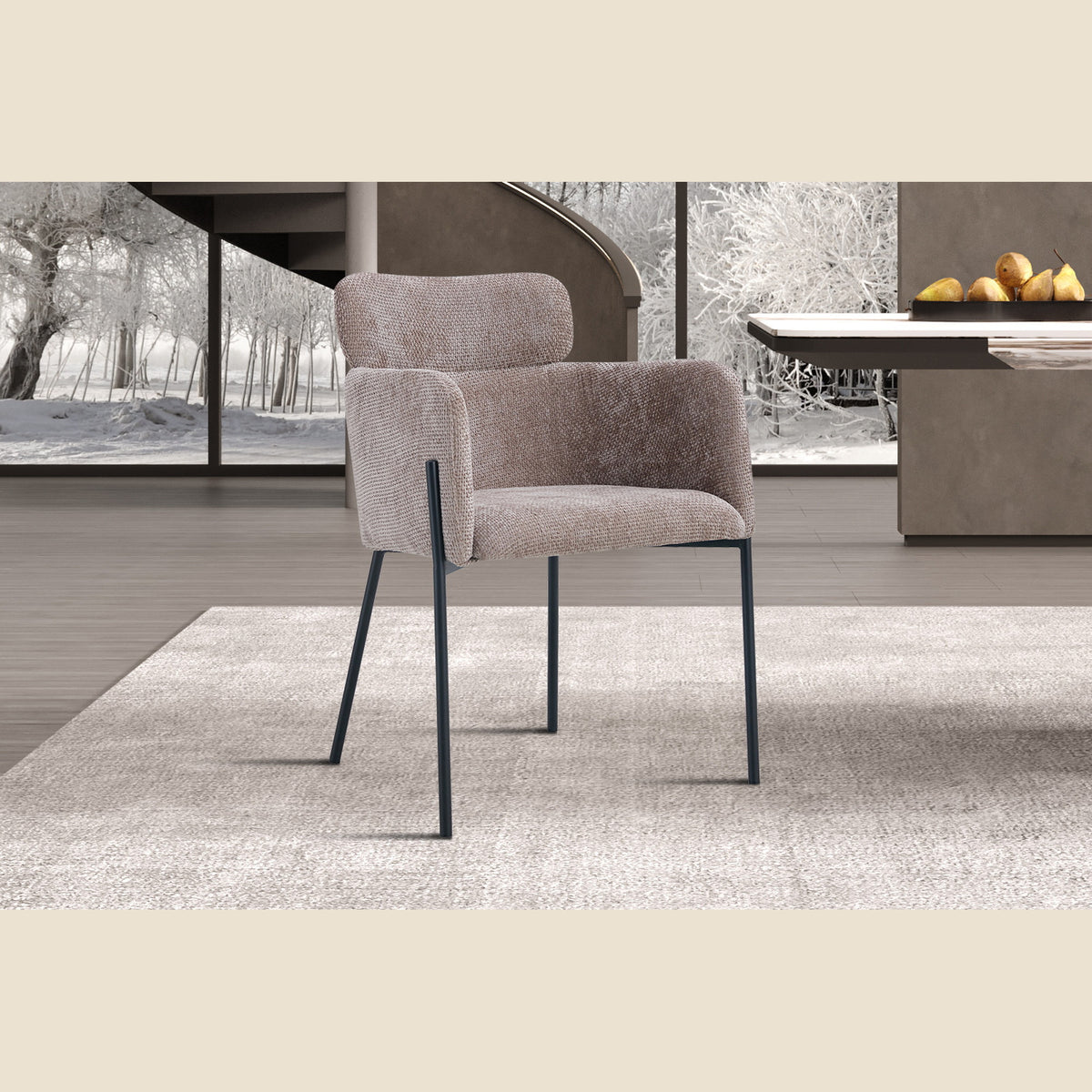 Chaise Naomi — Tissu, avec accoudoirs
