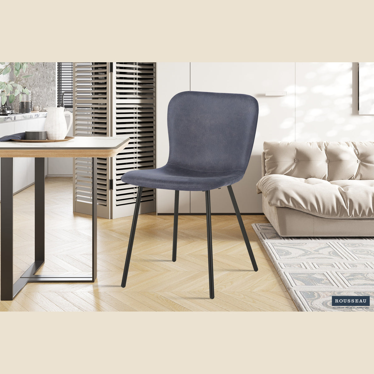 Chaise Susan — PU, taupe ou gris foncé