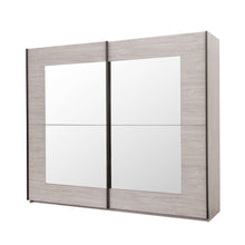 Armoire 2 portes coulissantes 250 cm Margot VALONIA fermée, miroirs intégrés pleine hauteur