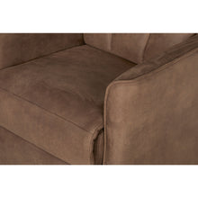 Fauteuil relax Levi en tissu brun foncé, détail de l'assise