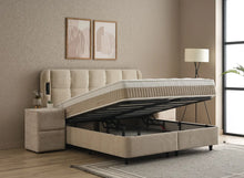 Lit Calma — Boxspring à coffres et tête de lit lumineuse