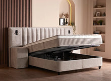 Lit Penelope — Boxspring coffre à liseuses intégrées