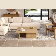 Table basse Arallo 120×120 — Travertin ou chêne