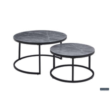 Tables basses gigognes Boston — Verre décor marbre